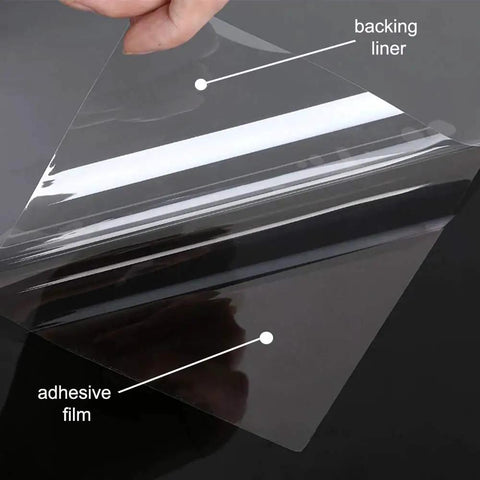 Close-up of Clear Self Adhesive Window Film For Home And Office Anti Shatter Safety Glass Shield UV Blocking 35.4 Inch by 33 Feet Roll