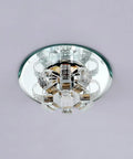 iumLeap Recessed Lighting Housing Trim Kits Crystal Glass Ceiling Downlight Aisle Spotlight with mirrored base and glass accents.