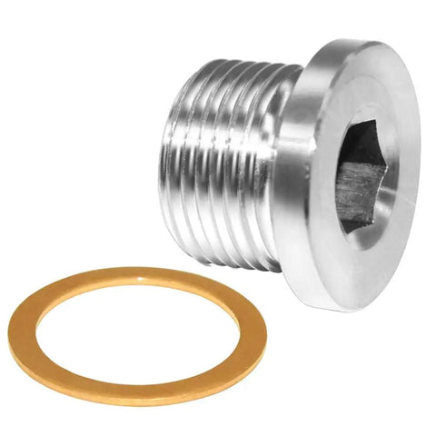 Internal Hex Head Socket Pipe Plug M24x1.5 Stainless Steel CNC Machined Pipe Fitting 304 Grade Corrosion Resistant Built Tough for Plumbing Jobs and DIY Terminations, with washer