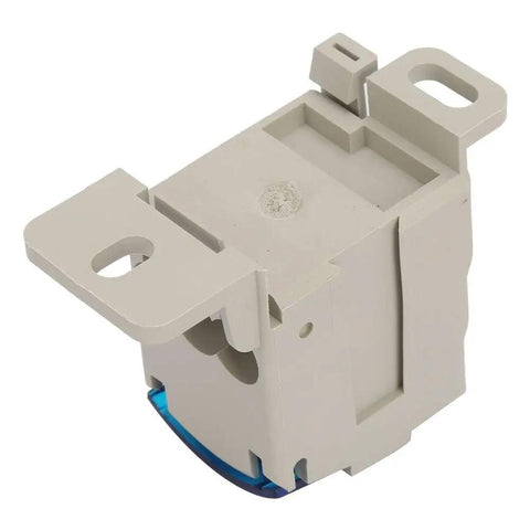 Rock Solid 80 Amp Din Rail Terminal Block Distribution Box With Fire Safe Housing For Heavy Duty Universal Wiring Hookups. Side view.