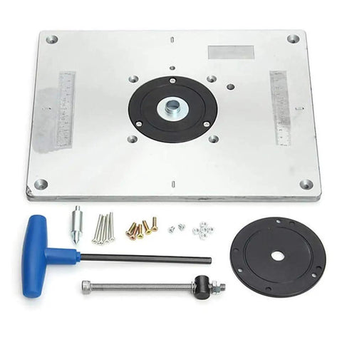 Precision Aluminum Router Table Insert Plate 235Mm X 300Mm X 8Mm Heavy Duty Base for Woodworking with drilling accessories.