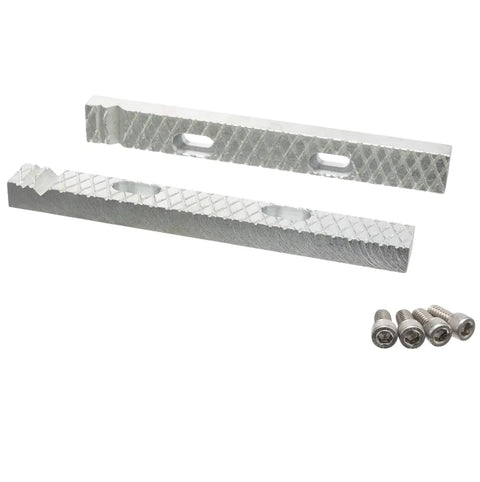 Heavy Duty Vise Jaw Set For Vintage American Vises Six And One Half Inch Wide And Three Quarter Inch High Half Inch Thick Alloy Steel Hardened To HRC 60 Fits Craftsman Fuller And Columbia Vises With Mounting Holes Two And Half To Three And Half Inches, two jaws and bolts