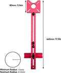 Built Tough Three In One Router Milling Groove Bracket with Smooth Slide Jig, red metal ruler for woodworking, 445mm long.