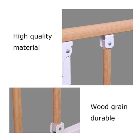 Foldable Bed Rail Guard For Elderly And Kids showing wood grain and high quality material detail.