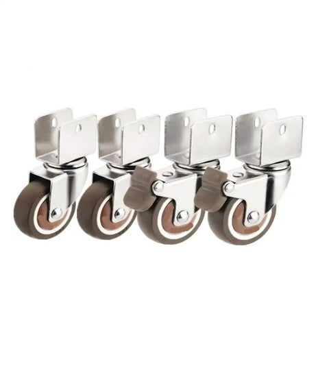 4 Pack Silent 2 Inch U Shaped Furniture Casters With Soft Rubber Wheels Universal Stem Plywood Compatible Smooth Gliding Rollers
