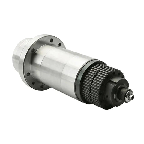 Rock Solid BT30 ATC Spindle Motor With Five Precision Bearings Synchronous Belt And Drawbar, silver metallic design, ready for CNC use.