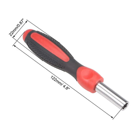 Straight Up Durable Quarter Inch Hex Shank Screwdriver Handle With Hella Secure Non Slip Grip And Strong Magnetic Bit Holder Designed For Effortless Torque And Badass Comfort During Heavy Workshop Tasks 122mm size