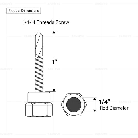8025957-50 No Drill Needed 1/4 Inch Screw Vertical Threaded Rod Anchor For Steel Structures, Electro Zinc Coated, 1/4-14 X 1 Inch