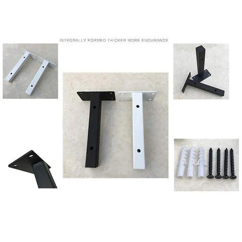 Legit White Shelf Brackets And T Shape Wall Mounts Solid Iron Floating Shelf Hardware Black and White Brackets with Screws