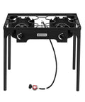 2 Burner Outdoor Portable Propane Stove With Cast Iron Burners And Detachable Stand Legs For Camp Cooking Heavy Duty Gas Cooker