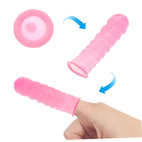 100 Pack Nitrile Latex Finger Cots Anti Static Joint Support Covers For Hand Therapy And Electronics Safe Worksite Use Built Tough For The Daily Grind Comfy Compression Shield Your Digits Without Any Hustle with pink finger cot on hand.