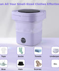 Portable Mini Washing Machine, 10 5 Liter Foldable Compact Laundry Spin Dryer With Quick Timer in lavender color with touch control.