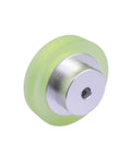 KVXJH Aluminum Silicone Industrial Encoder Wheel Meter Measuring Wheel for Rotary Encoder(6mm,Diameter 30mm) with a green silicone edge.