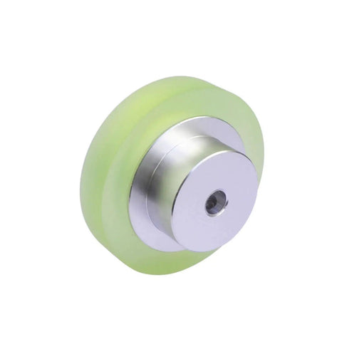 KVXJH Aluminum Silicone Industrial Encoder Wheel Meter Measuring Wheel for Rotary Encoder(6mm,Diameter 30mm) with a green silicone edge.