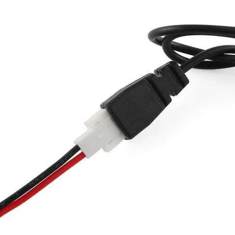 Close-up of USB Powered Balance Charging Cable For 3.7V LiPo Batteries With XH2.54 Plug and cable coiled in the background.
