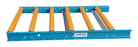 Gravity Roller Conveyor 24 Inch Wide 3 Foot Long Built Tough Steel Frame With Polyurethane Rollers Adjustable Centers For Woodworking Metalworking And Assembly Lines