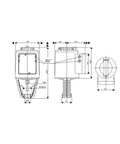 Compact Electric Hydraulic Reset Actuator SKB62 dimensions drawing for damper control in ventilation systems.