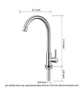 Straight Up Brushed Nickel Cold Water Faucet Single Handle Single Hole Setup For Kitchen Or Outdoor Use Built Heavy Duty With Lead Free Stainless Steel And Extended Threaded Rod For Hassle Free Install dimensions displayed in inches