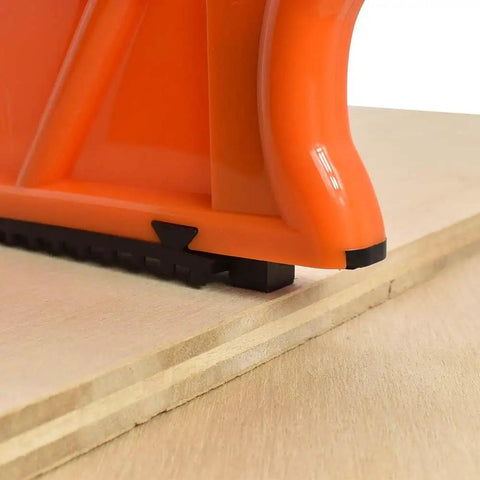 Power Hands Push Stick for Woodworking with non-slip grip on wooden surface, detailed close-up of durable thick plastic design