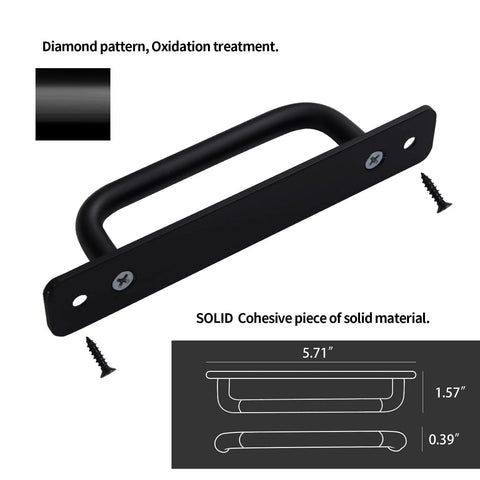 12 Pack Matte Black Cabinet Handles Aluminum Drawer Pulls for Sliding Doors, 5 Inch Center to Center, includes screws, diagram view