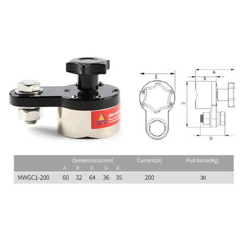 Heavy Duty 200A Magnetic Welding Ground Clamp With Switchable On Off Instant Ground Clean Magnetic Field Fast Setup