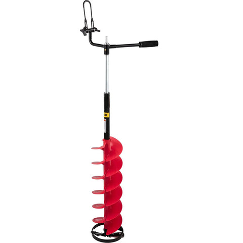 8 Inch Nylon Ice Fishing Auger Kit With 14 Inch Extension Rod And Drill Adapter, 41 Inch Overall Length, Red