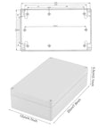 Diagram and side view of IP65 Waterproof ABS Plastic Project Box Power Control Enclosure 200x120x56mm for electrical protection