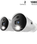 Two 1080p HD Indoor Outdoor Spotlight Cameras Wired Add On With Preset Voice Alerts And Built In Siren For DVR Systems Weather Proof