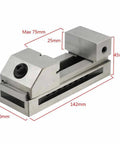 Fast Clamp 2-Inch High-Precision Machine Vise with dimensions for metalworking, precision grinding, EDM, and wire cut.