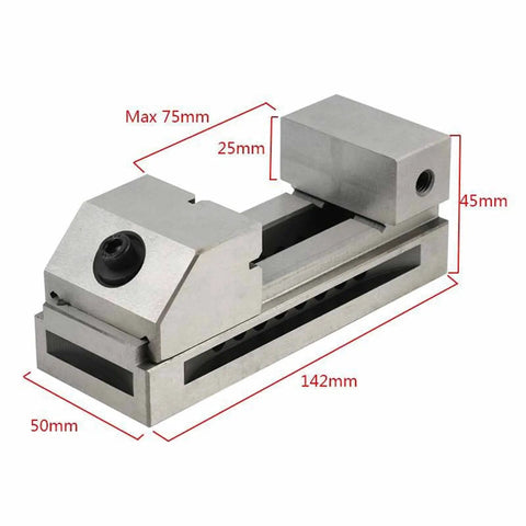 Fast Clamp 2-Inch High-Precision Machine Vise with dimensions for metalworking, precision grinding, EDM, and wire cut.