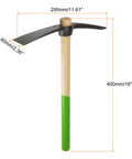 Single Head Sharp Hoe With 16 Inch Wooden Handle Forged Steel Garden Hoe For Weeding Digging And Loosening Soil Built Tough Durable Construction With Non Slip Rubber Grip shown with measurements