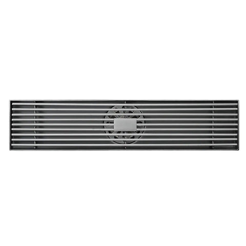 Heavy Gauge Stainless Steel Rectangle Shower Drain With Tile Insert Grate Removable Cover Anti Clog Hair Catcher For Smooth Quick Flow Rust Proof Bathroom Setup, top view of grate.