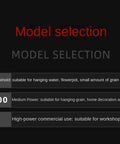 Model selection guide for electric hoist winches in household and commercial use, highlighting capacity options.
