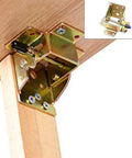 Kickass 90 Degree Folding Self Locking Hinge With Heavy Duty Furniture Foot Bracket Galvanized Metal Iron Dark Bronze Finish For Cabinets That Really Hold Their Ground Smoothly Every Single Time Without Any Hassle, shown installed on wood.