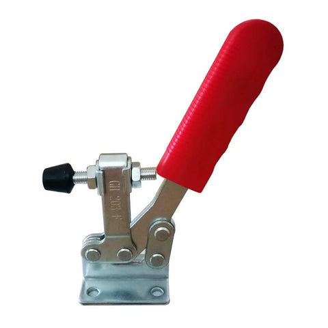 Horizontal Quick Positioning Toggle Clamps For Heavy Duty Welding And Precision Tooling Fixtures GH203F showing red handle and metal base.