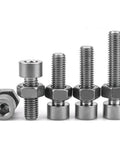 Two Piece Dead Solid TA2 Grade Titanium Cup Socket Head Cap Screw And Nut Combination For Custom Car Builds M12X120mm fasteners display