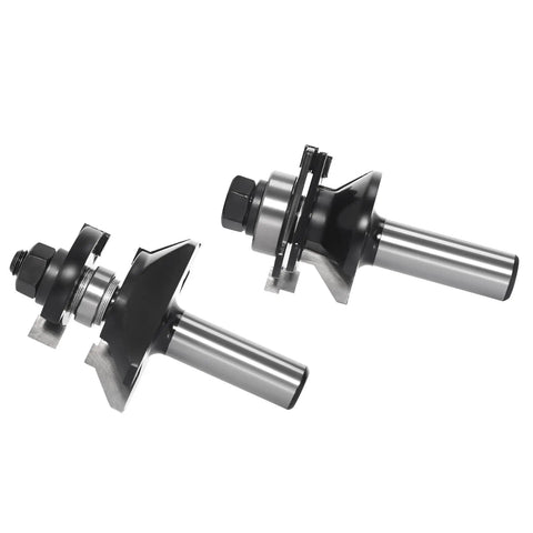Top Shelf V Joint Tongue And Groove Router Bit Set Two Piece Half Inch Shank Carbide Tipped cutters for woodworking.