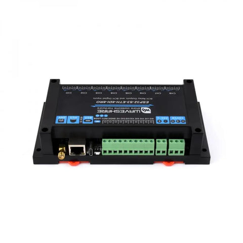 8 Channel ESP32 S3 WiFi Relay Module With RS485 Isolation And Dual Core Processor 8 Digital Inputs And 8 Relay Outputs For DIY Smart Home Automation And Industrial Control Projects, black PCB with terminal blocks