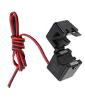 Straight Up Dead On Miniature Split Ferrite Clamp Current Sensor 50A To 200A Range with low resistance leads in black.
