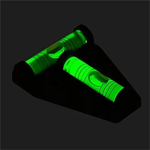 A22I T Type Level Meter, Mini Spirit Level Bubble Two Ways T Type in vibrant green with dual bubbles illuminated.