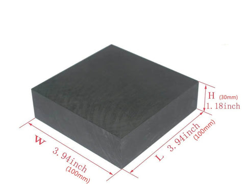 Heavy Duty Graphite Ingot Plate For EDM Pros With Smooth Polished Surface, 100mm By 100mm By 30mm Block, shown with dimensions