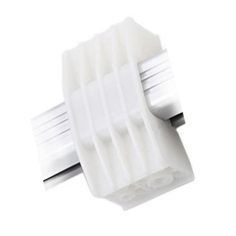 Built Tough Electric Linear Actuator Slide Block Featuring Quiet Motor Operation And Rock Solid Stable Connection For Easy Push Rod Automation Install Projects, white ABS casing, side angle view.