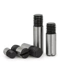 Built Tough 45 Steel Outside Thread Solid Dowel Pins With Slotted Head For Precise Positioning And Reliable Roll Shaft M4 Through M20 Size Range Thread Pitch 0.7mm To 2.5mm Packs Of 1 Or 10 Pieces.