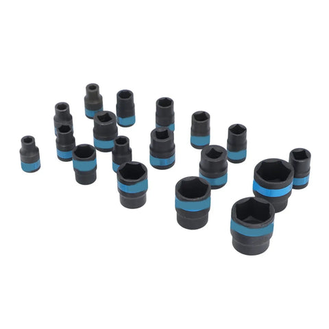 HFLubynox CRV 35K Steel Metric Socket Set With 24 Pieces Ranging From 8 To 32mm Includes Quick Release Reversible Ratchet And Extension For Auto Garage DIY Repair Jobs That Are Totally Sick, black sockets