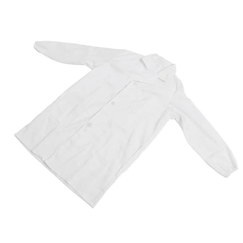 Long Sleeve White Lab Coat For Docs Nurses And Students Breathable Polyester Cotton Workwear With Elastic Cuffs Size M