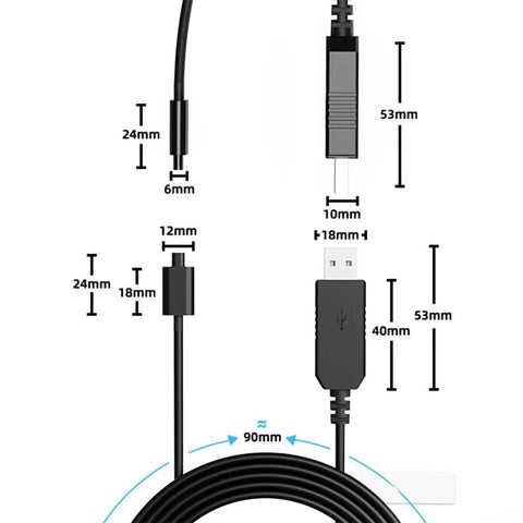 Dimensions of USB Charging Cable For Di2 8070 Shifters And Battery Charger Adapter, Non Original Replacement Cord