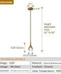Gold Globe Teardrop Crystal Mini Pendant Light For Kitchen And Dining, Dope 1 Light LED Fixture With Adjustable Height details