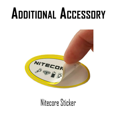 Hand peeling Nitecore sticker, an accessory for Ultra Light Headlamp With 360 Lumens, USB C Rechargeable, Weighs Just 1.34 Oz, Trail Ready.
