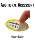 Hand peeling a Nitecore sticker with icons, accessory for Beefy 3000 Lumen USB C Rechargeable Headlamp With Zoomable Beam Floodlight To Spotlight