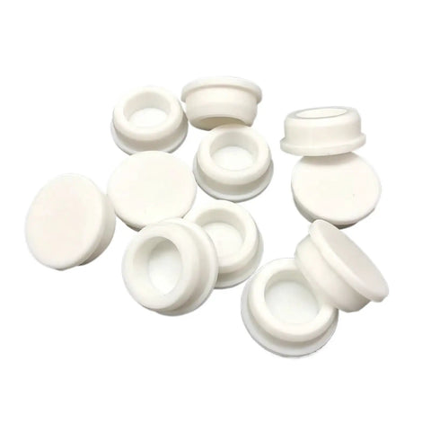 Silicone Rubber Circular Plug Seal For Holes 6.8mm To 161.5mm Universal Pipe Cap, white, shown from top view in pile.